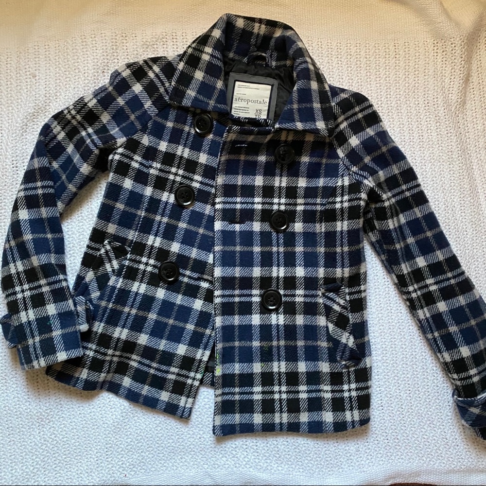 Aeropostale Plaid Pea Coat